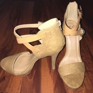 Strappy beige heels